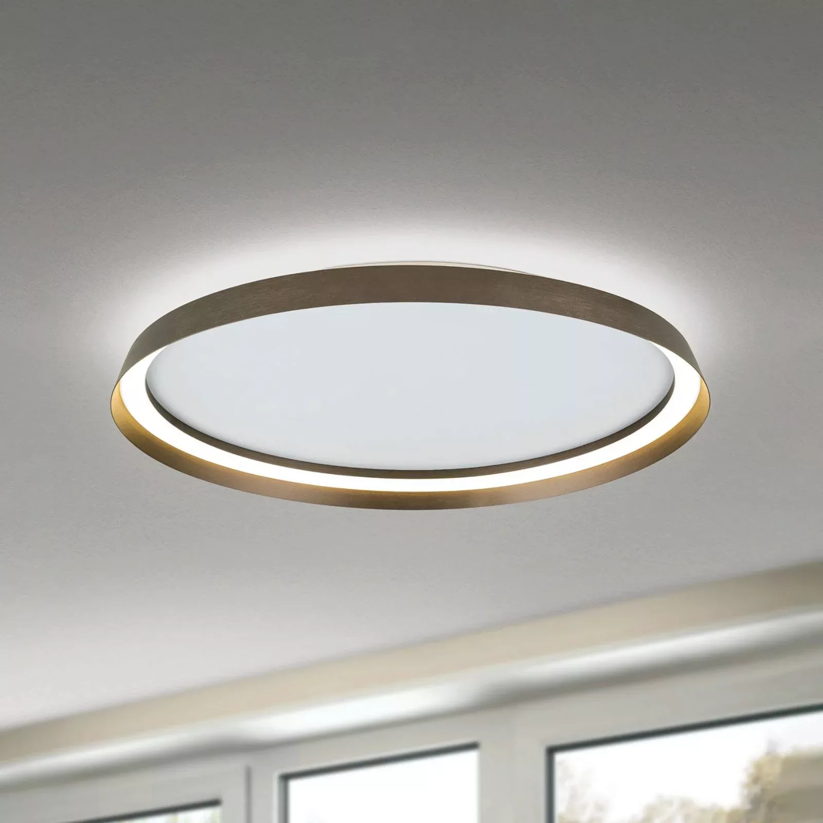 LED-Deckenlampe Manta, Ø 60 cm, alu/bronze, Alu, up/down günstig online kaufen