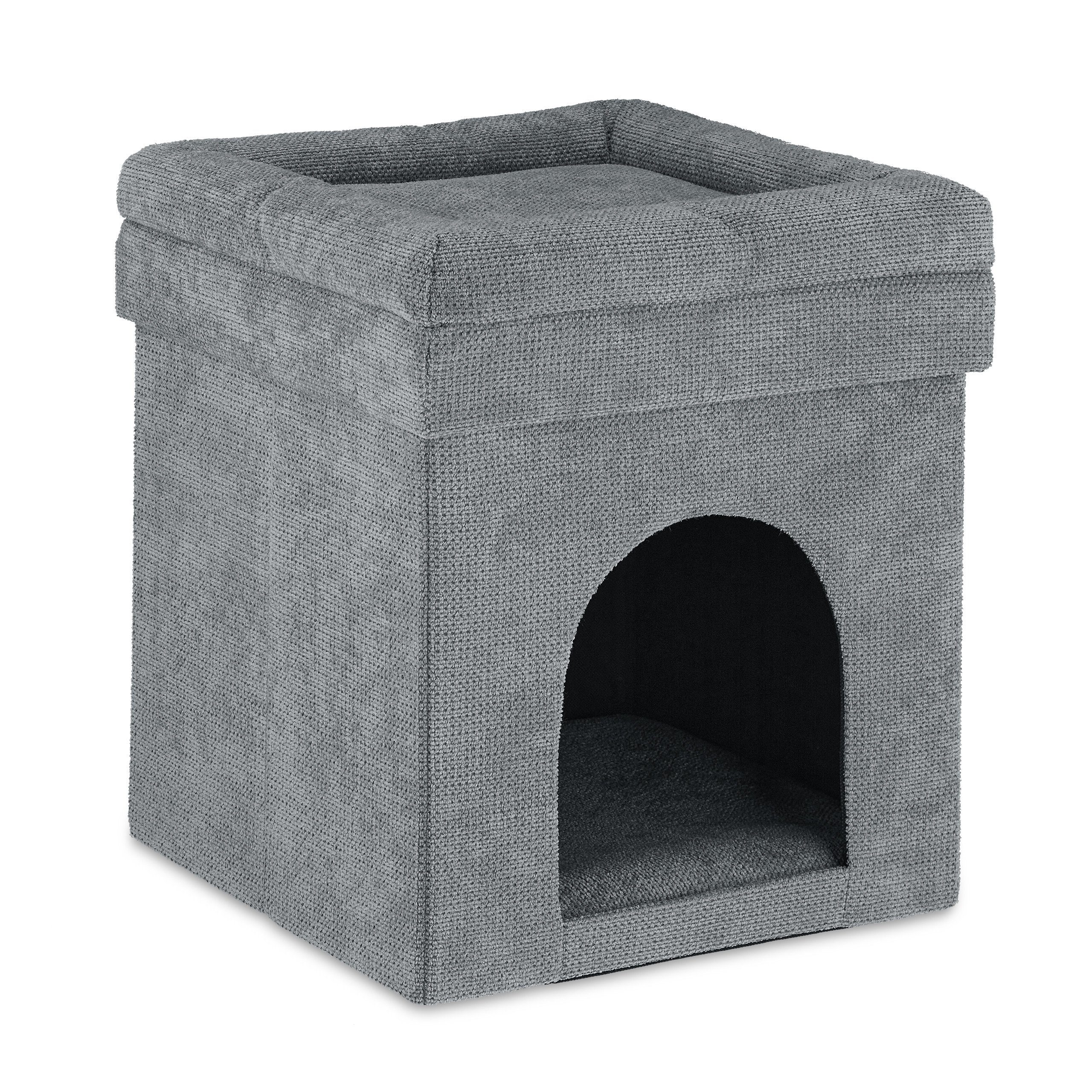 relaxdays Katzenliege Katzenhöhle Hocker in Grau günstig online kaufen