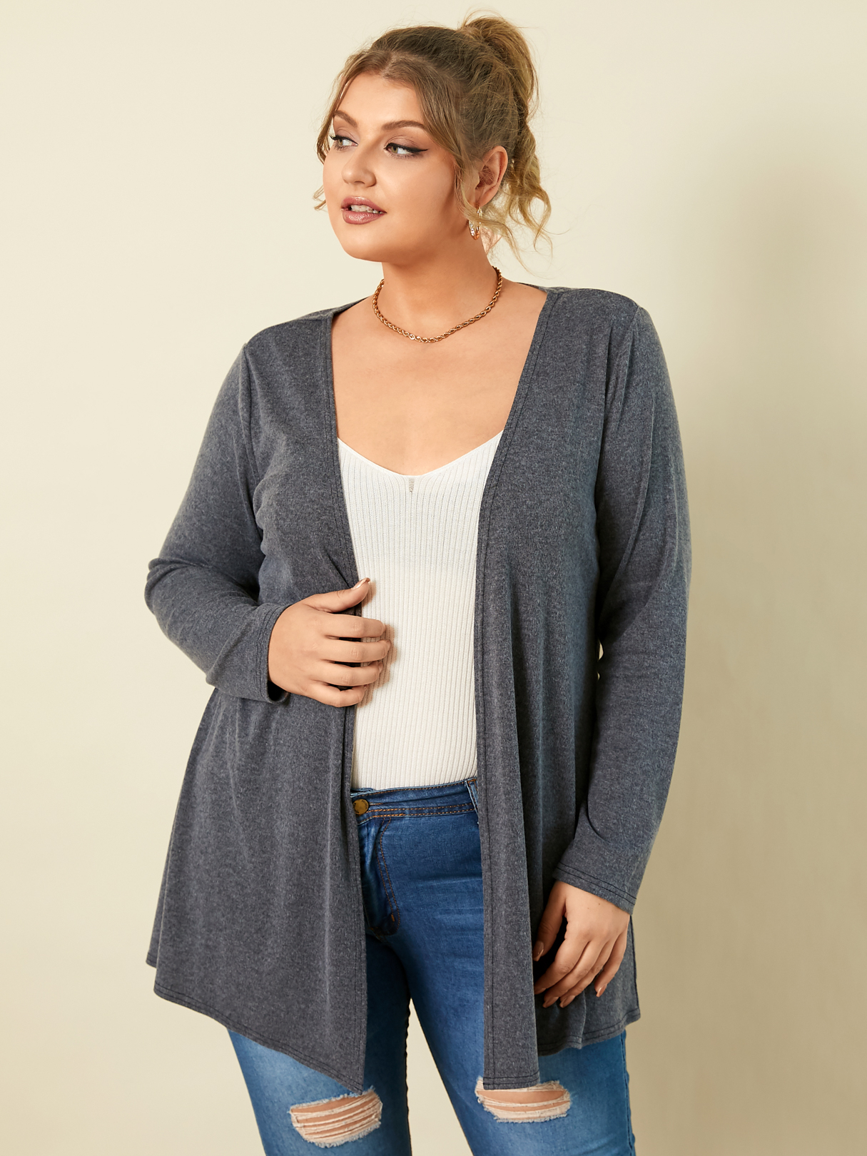 YOINS Plus Größe Langarm Cardigan günstig online kaufen