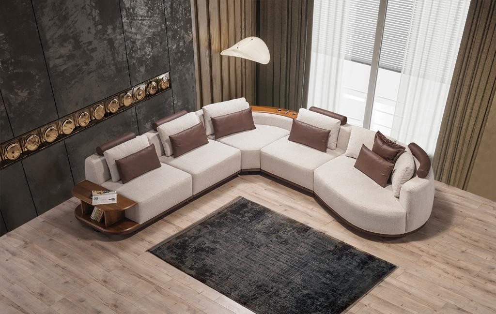 Xlmoebel Ecksofa Designer Wohnzimmer Couch in L-Form mit Holzgestell - Weiß günstig online kaufen