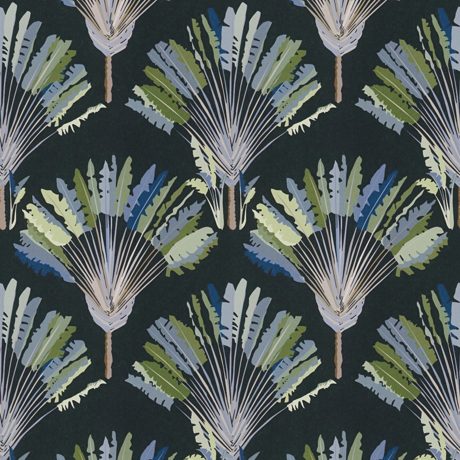 PROFHOME 377085-GU Natur Tapete Palmen Matt Grün Schwarz Blau 0,53 m x 10,0 günstig online kaufen