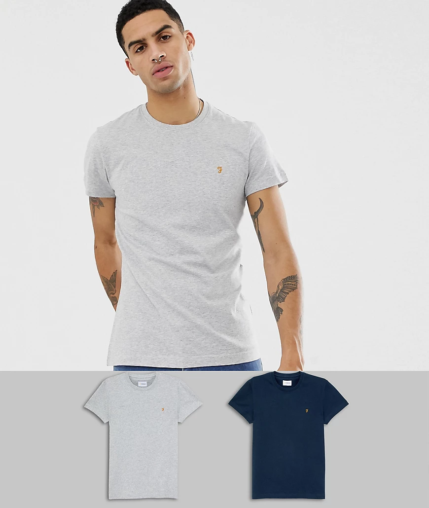 Farah – T-Shirts im 2er-Pack, Marine/Grau-Navy günstig online kaufen