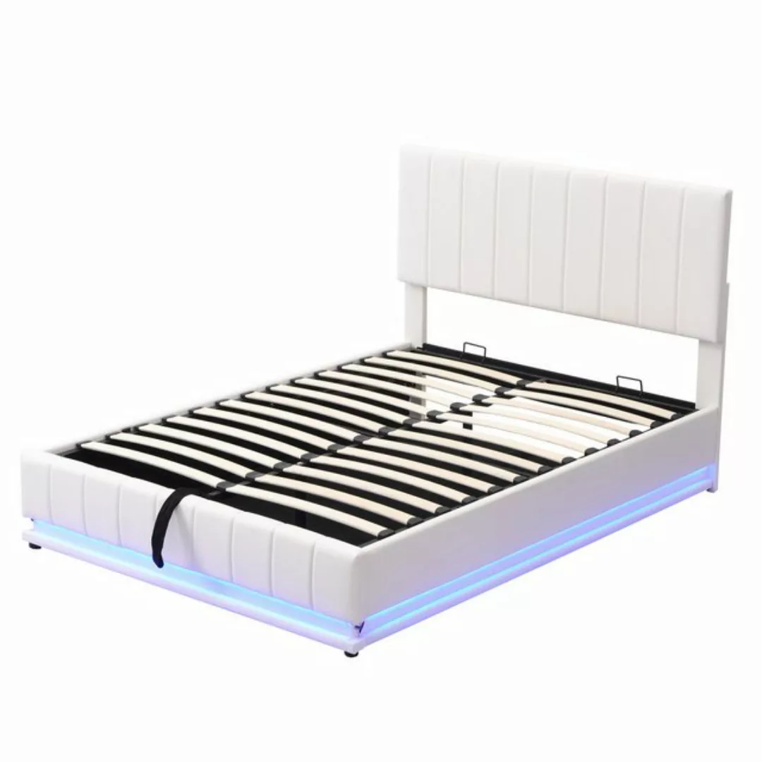 REDOM Polsterbett Doppelbett (140 x 200 cm mit LED, Metalllattenrost & Bett günstig online kaufen