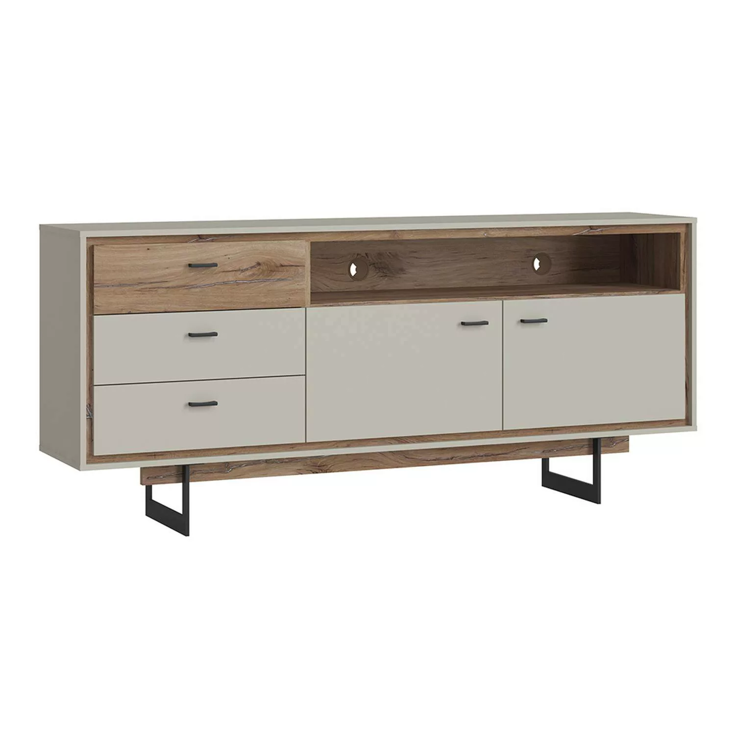 Modernes Sideboard in Flagstaff Eiche Nb. und grau RAMVIK-129, B/H/T ca. 18 günstig online kaufen