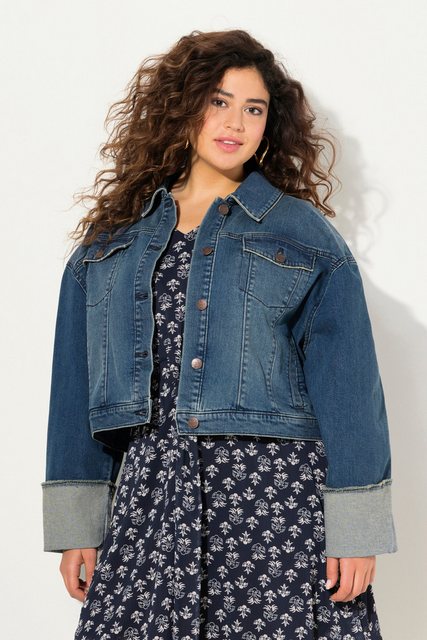 Ulla Popken Jeansjacke Jeansjacke Fransen Hemdkragen günstig online kaufen