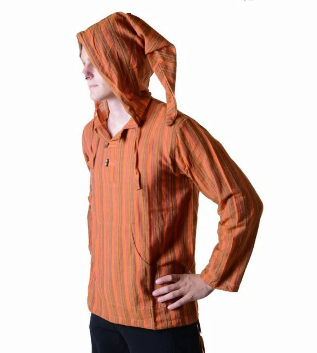 KUNST UND MAGIE Langarmhemd Gestreiftes Fischerhemd Überzieher Hemd Poncho+ günstig online kaufen