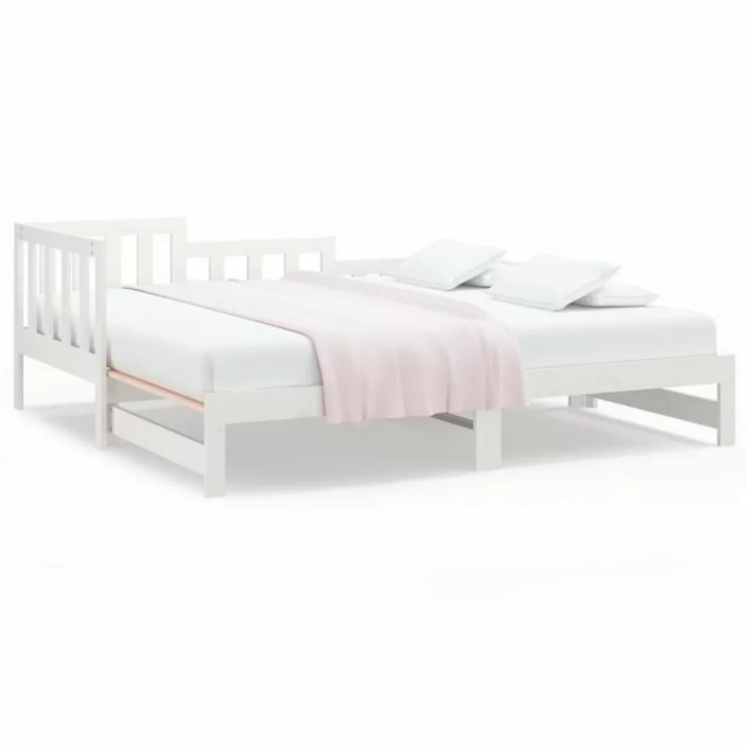 vidaXL Bettgestell Tagesbett Ausziehbar Weiß 2x90x200 cm Massivholz Kiefer günstig online kaufen