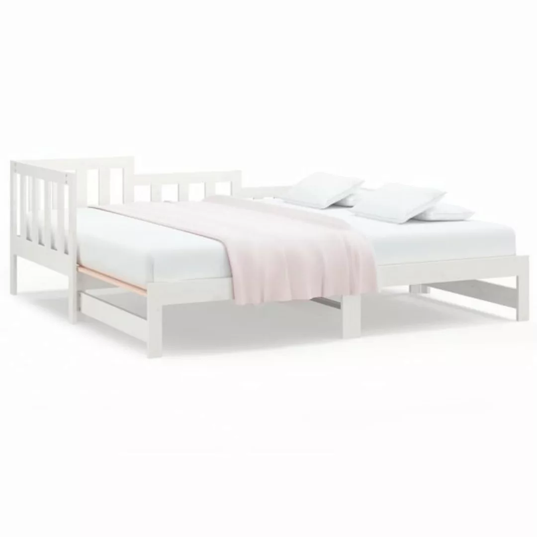 vidaXL Gästebett Tagesbett Ausziehbar Weiß 2x90x200 cm Massivholz Kiefer Be günstig online kaufen