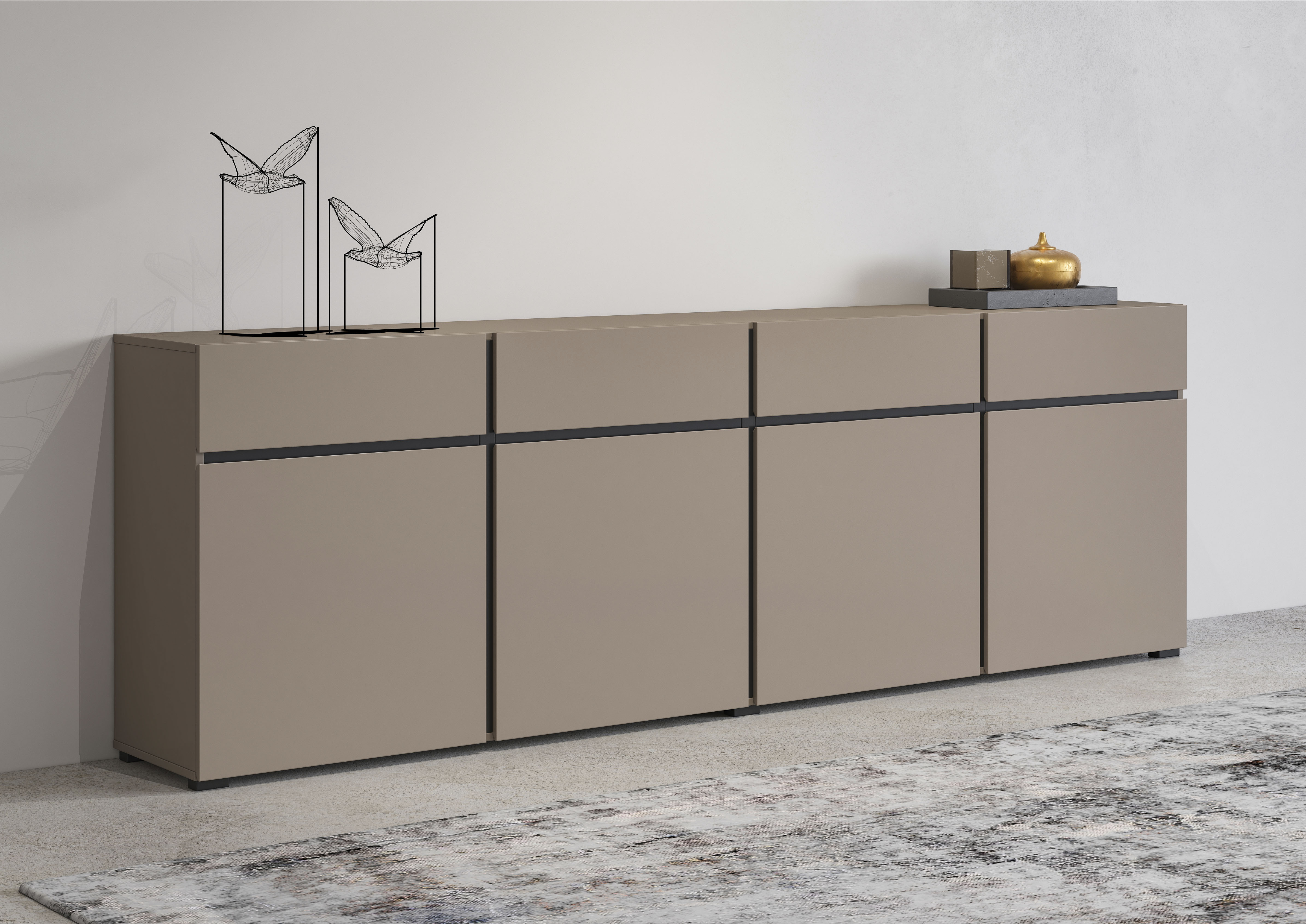 INOSIGN Sideboard »Cross,Breite 225 cm, moderne grifflose Kommode,4 Türen/4 günstig online kaufen