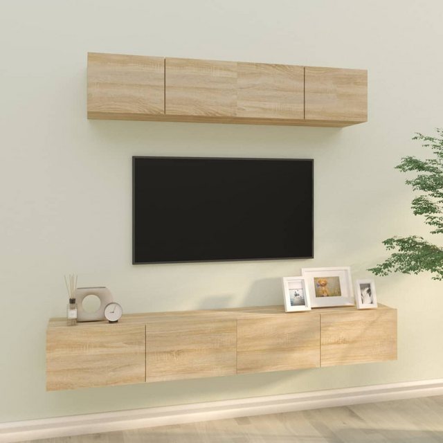 vidaXL TV-Schrank 4-tlg. TV-Schrank-Set Sonoma-Eiche Holzwerkstoff (4-St) günstig online kaufen