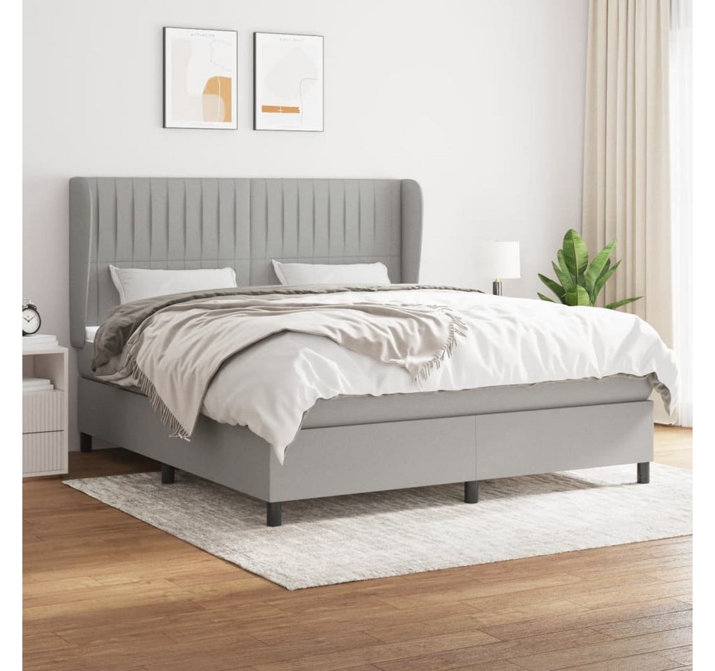 vidaXL Boxspringbett Boxspringbett mit Matratze Hellgrau 180x200 cm Stoff B günstig online kaufen