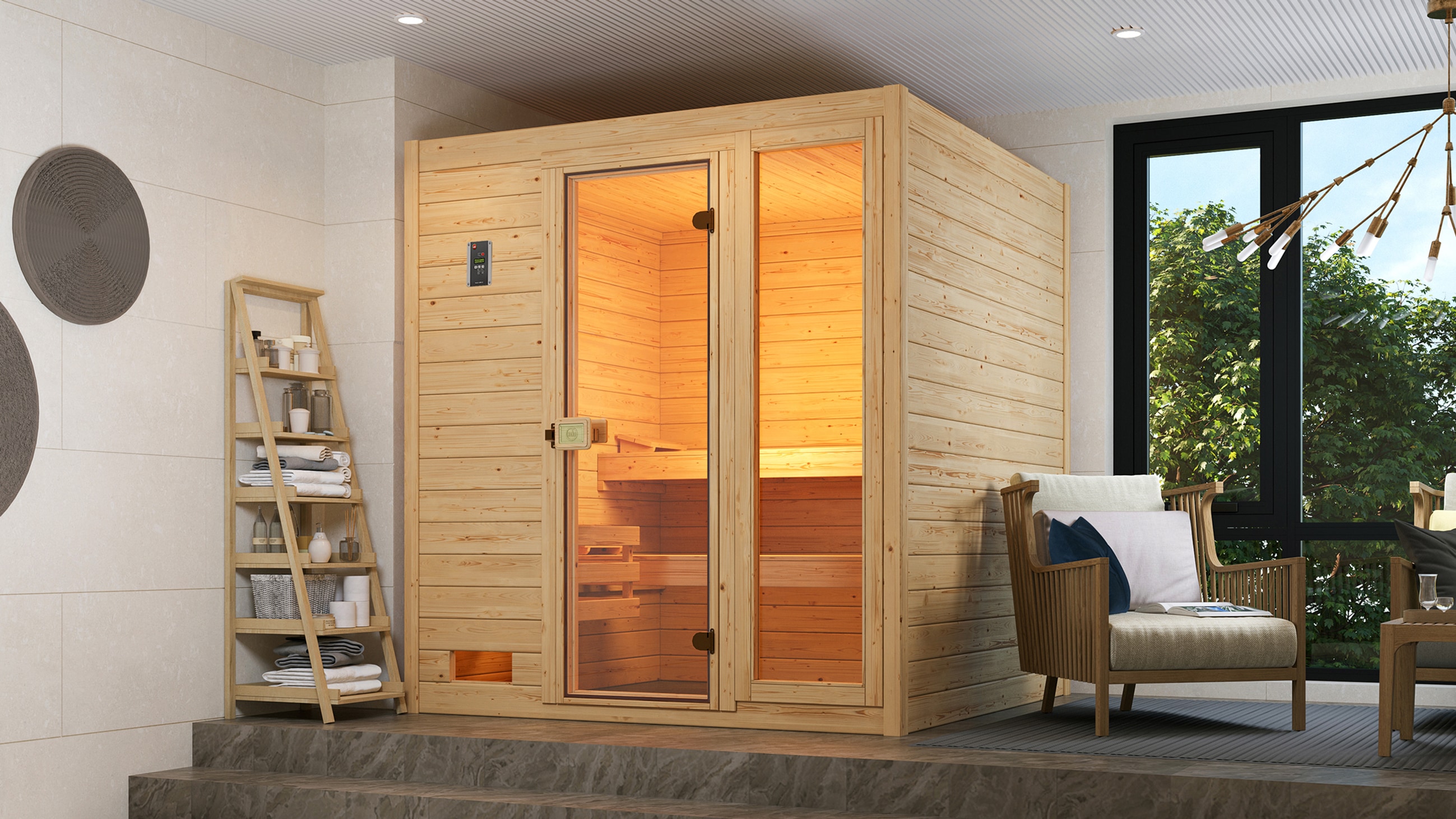 weka Sauna »Massivholzsauna VALIDA 3«, Blockbohlen, Fensterelement, moderne günstig online kaufen