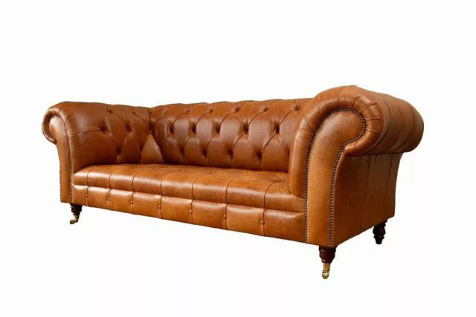 JVmoebel Sofa Cognac Sofa 3 Sitzer Polster Sofas Design Luxus Möbel Leder C günstig online kaufen