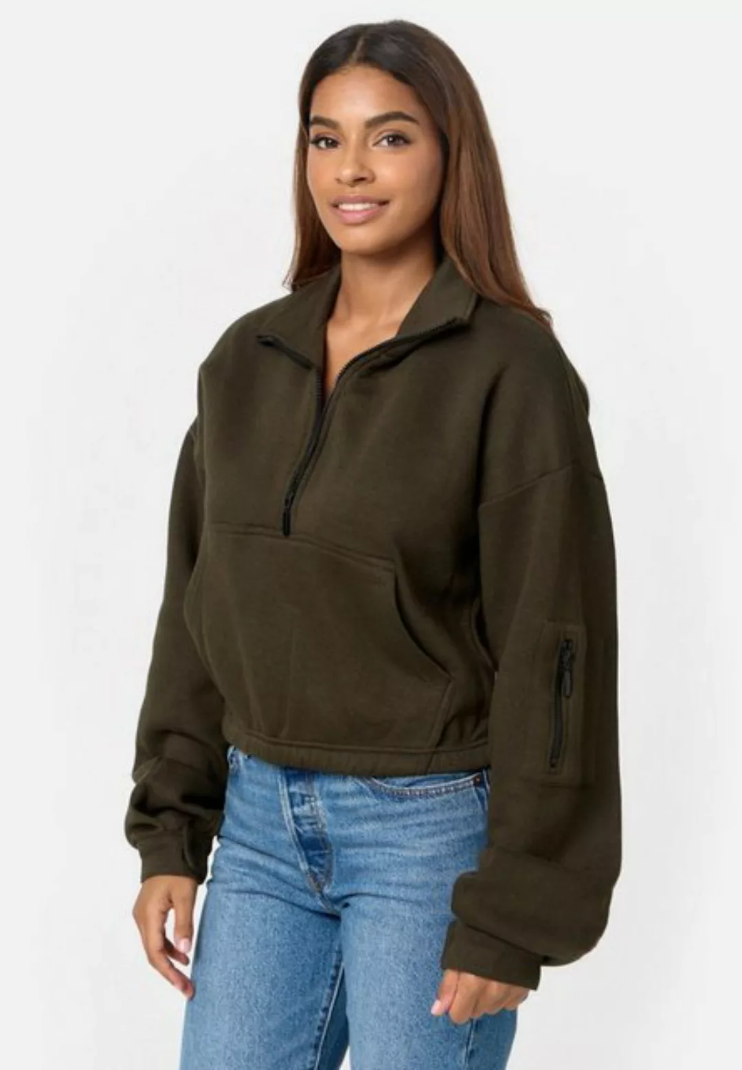 Worldclassca Sweatshirt Worldclassca Oversized Basic Sweatshirt Zipper Lang günstig online kaufen