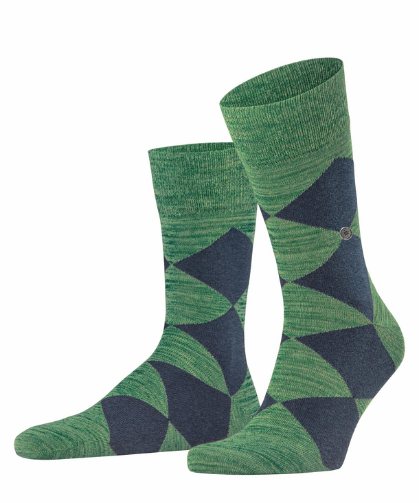 Burlington Multicolour Clyde Herren Socken, 40-46, Grün, Raute, Baumwolle, günstig online kaufen