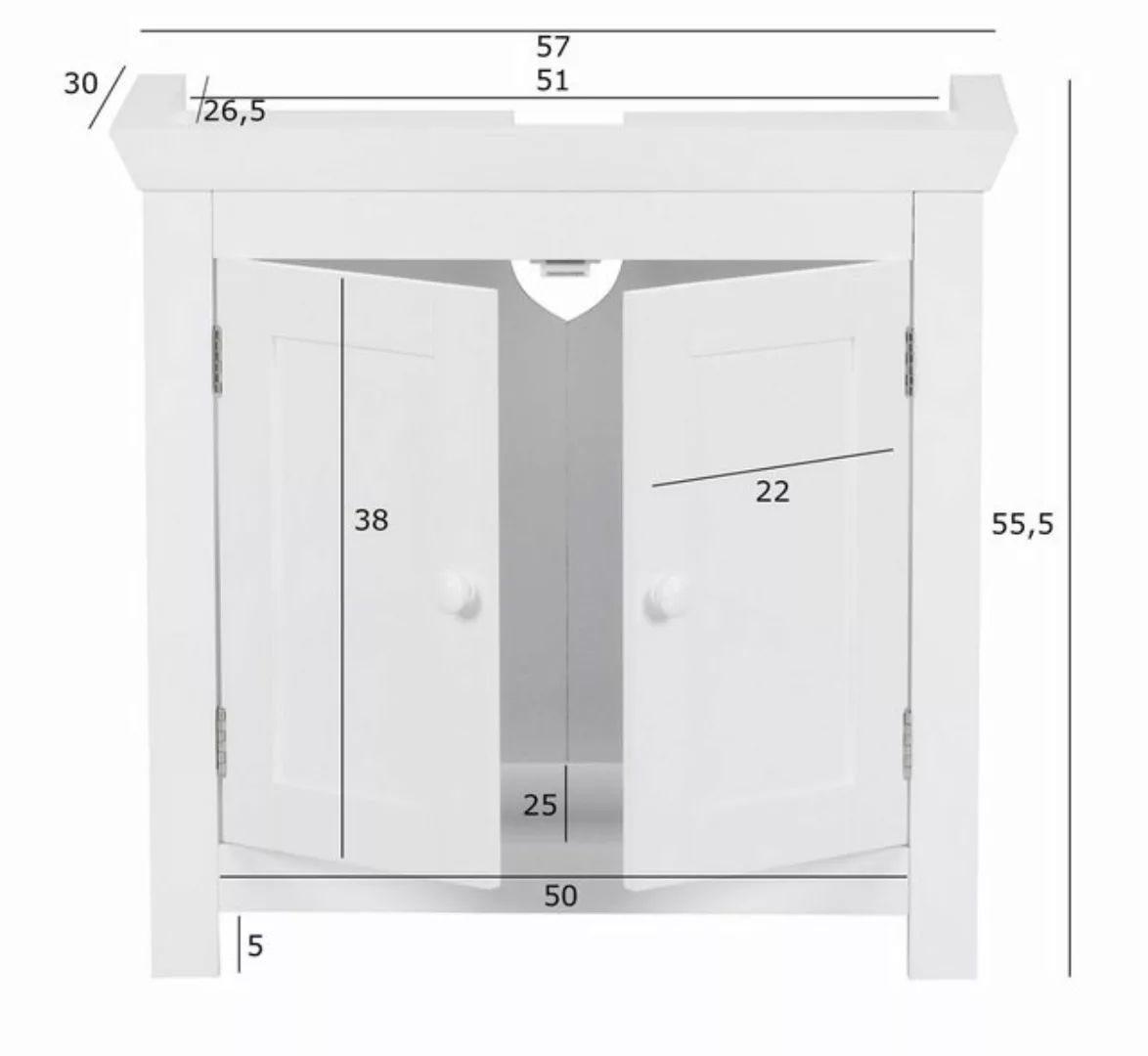 FineBuy Waschbeckenunterschrank Weiß 57 cm Breite weiß günstig online kaufen