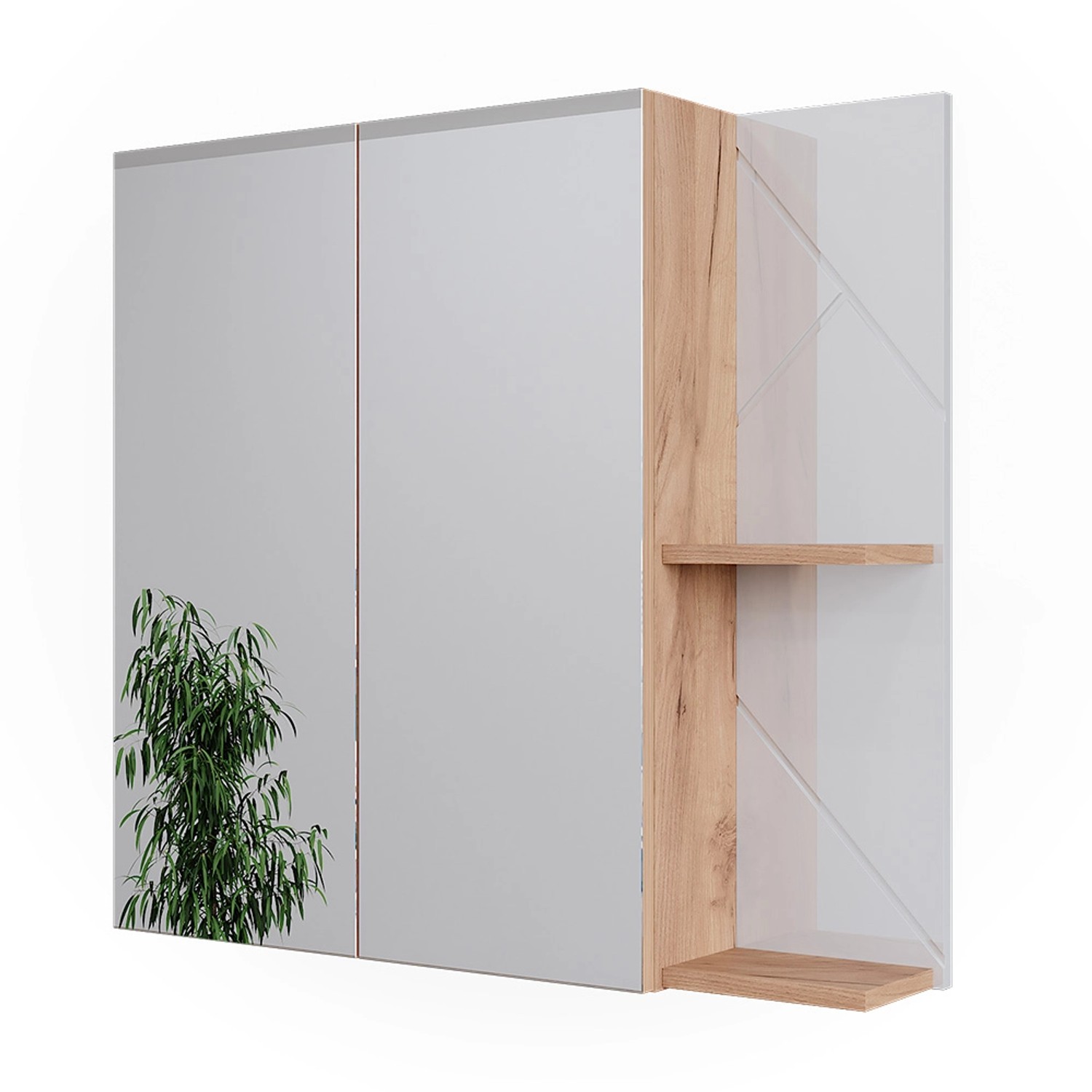 Vicco Badspiegelschrank Irma Goldkraft Eiche/Weiß Hochglanz 80 x 75 cm günstig online kaufen