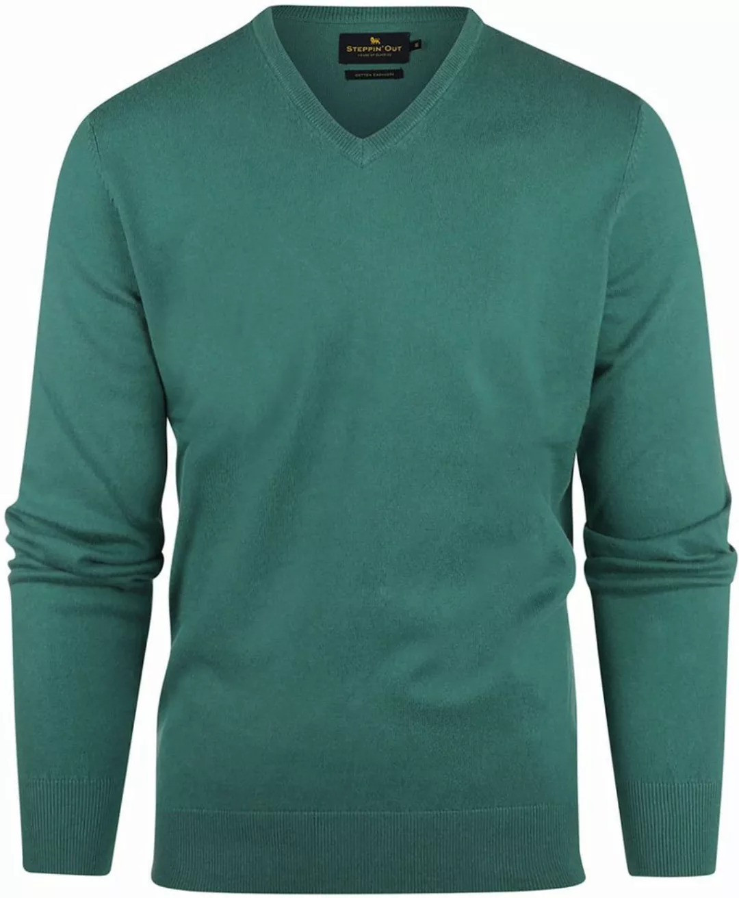 Steppin' Out Pullover Cashmere V-Ausschnitt Medium Grün - Größe L günstig online kaufen