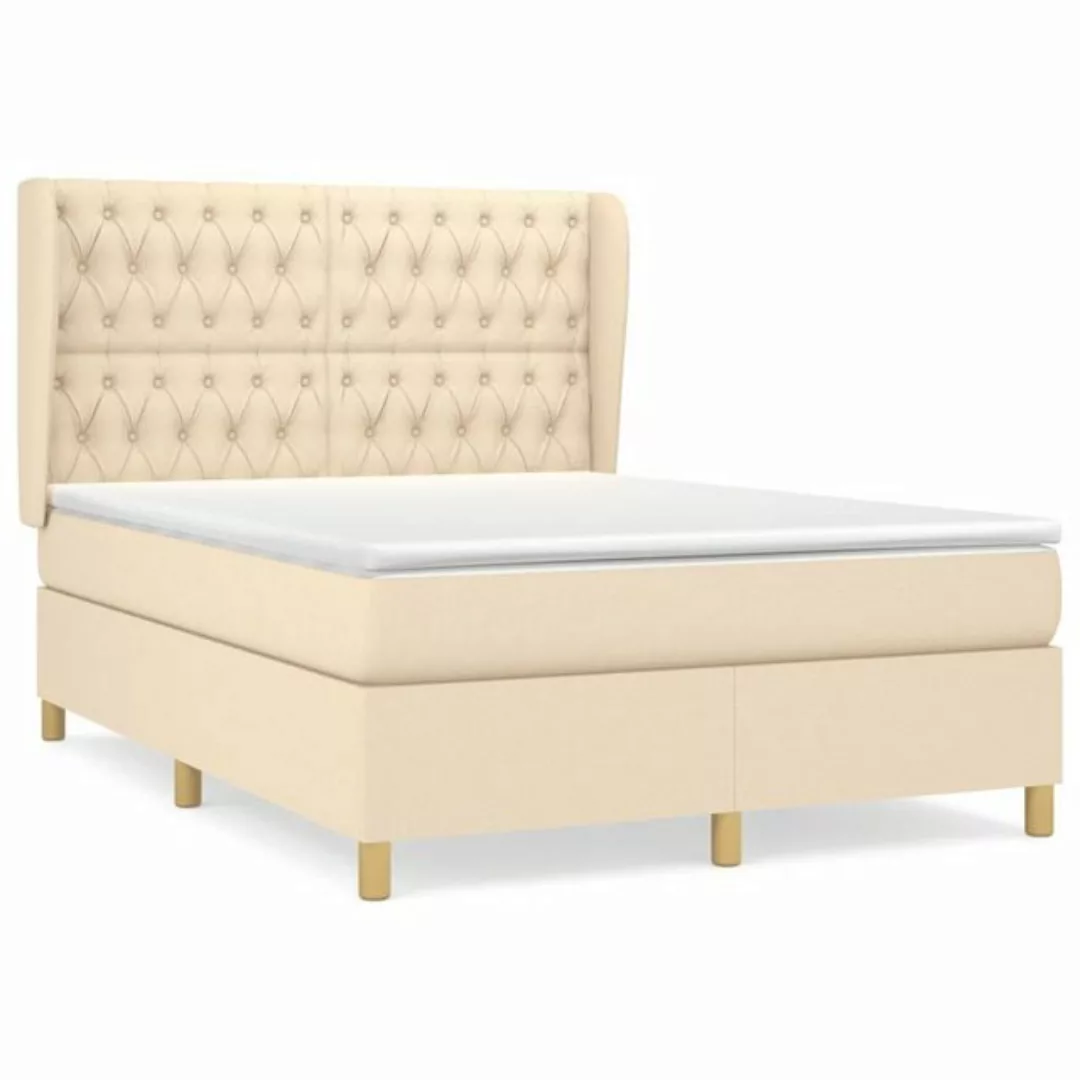 vidaXL Boxspringbett Boxspringbett mit Matratze Creme 140x200 cm Stoff Bett günstig online kaufen