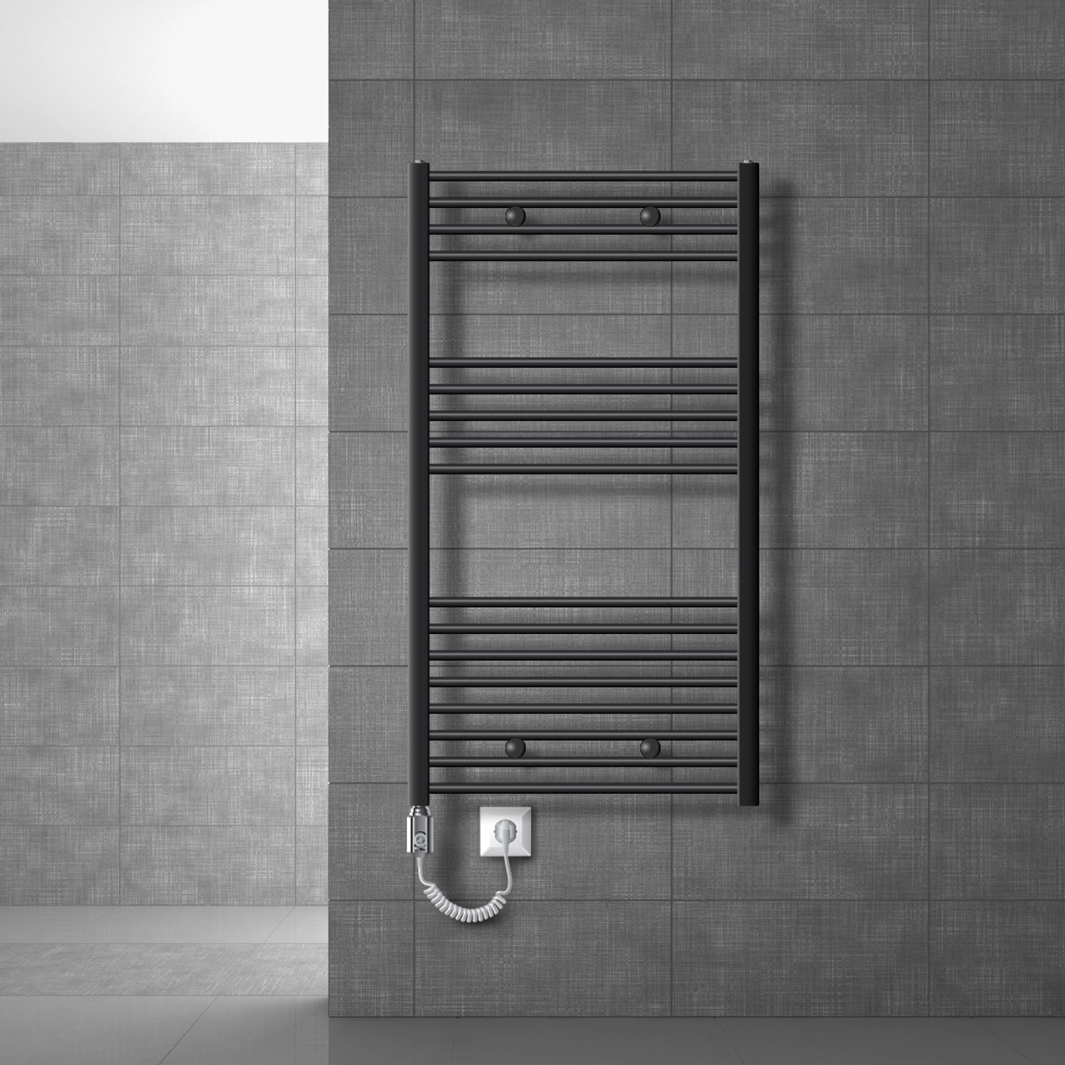 ECD Germany Badheizkörper Elektrisch 750 x 1200 mm Anthrazit mit Heizstab 9 günstig online kaufen