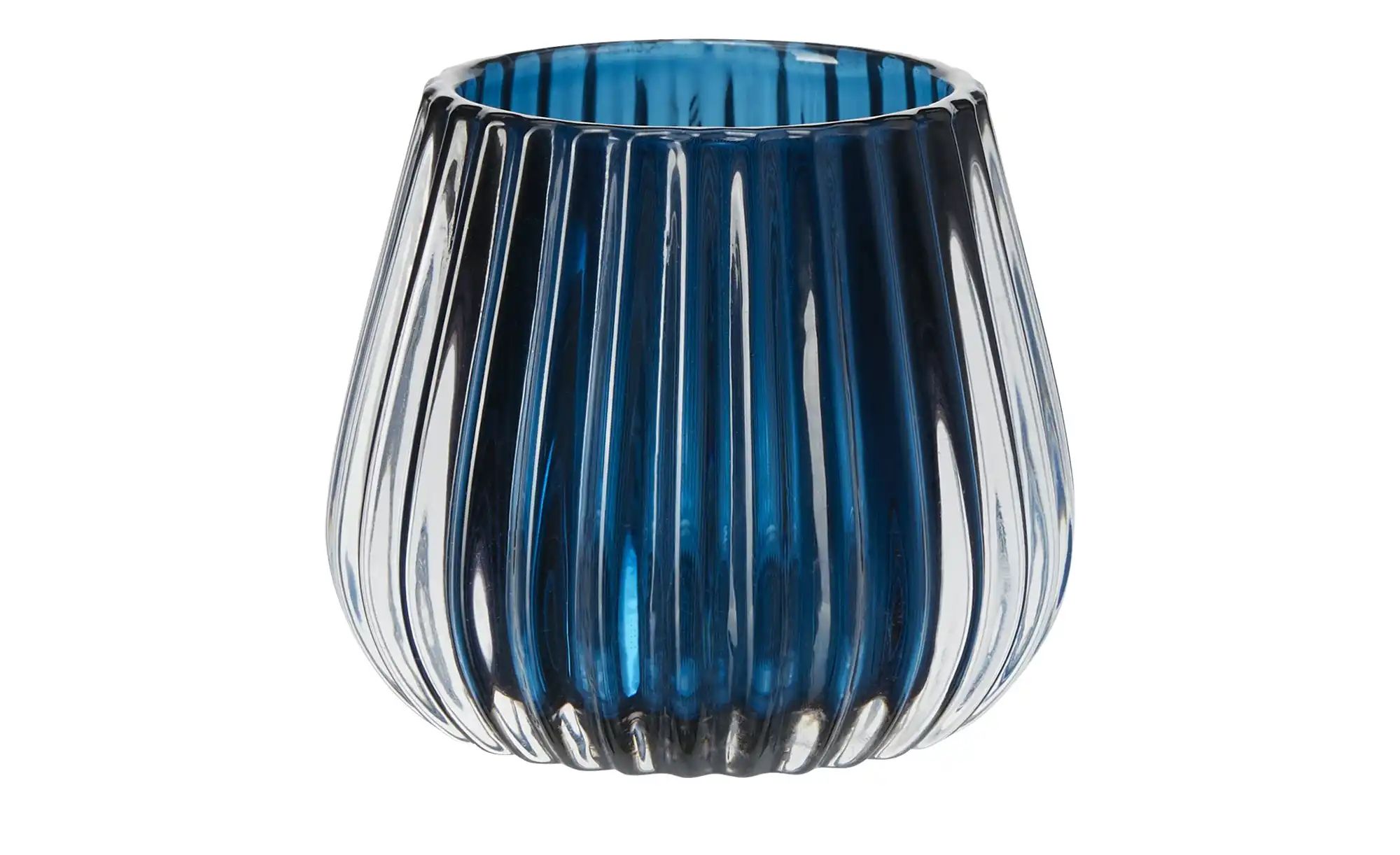 HOME STORY Teelichthalter ¦ blau ¦ Glas  ¦ Maße (cm): H: 7,5  Ø: 8 Accessoi günstig online kaufen