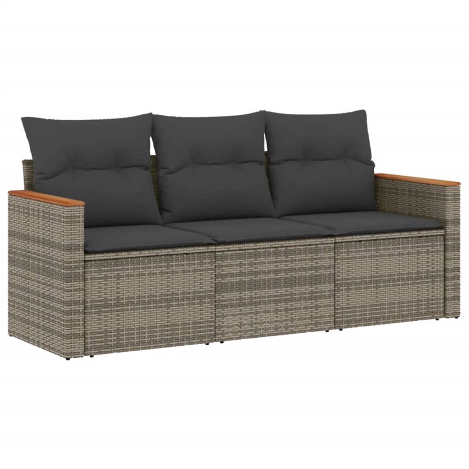 vidaXL 3-Tlg Garten-Sofagarnitur mit Kissen Grau Poly Rattan 3258161 günstig online kaufen