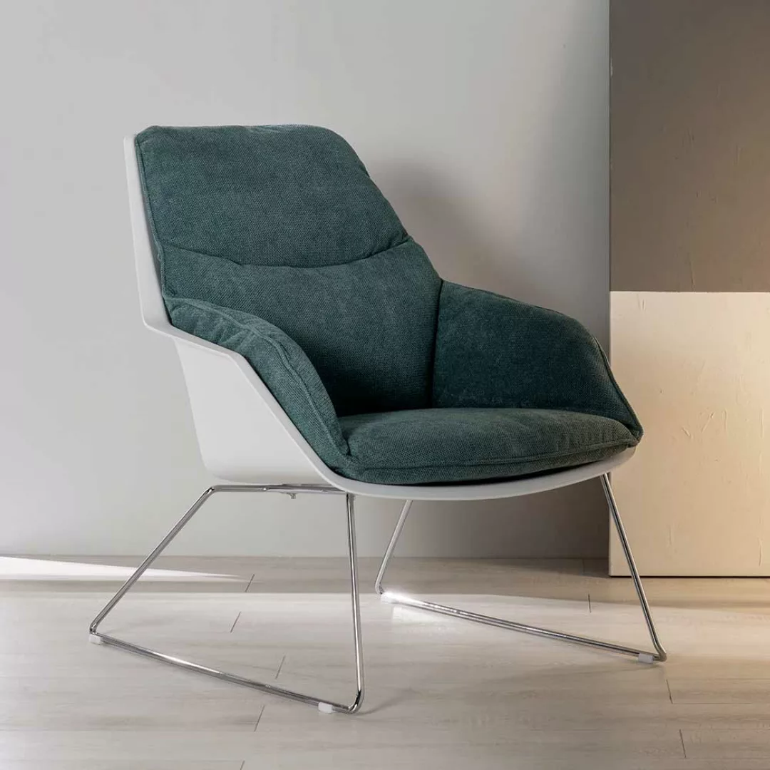 Zwei Sessel Retro Stil aus Kunststoff - Webstoff Metall (2er Set) günstig online kaufen