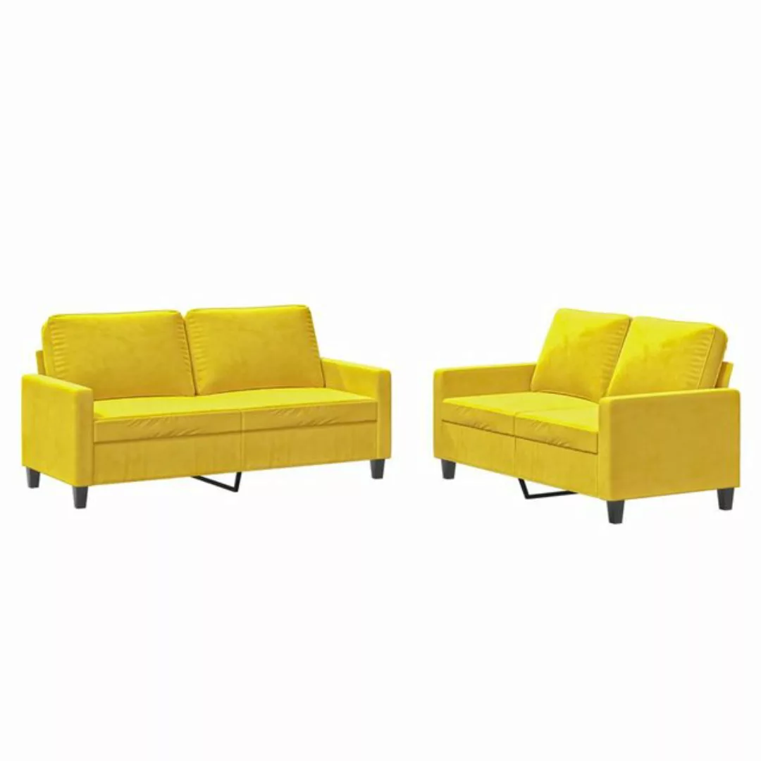 vidaXL Sofa Sofagarnitur Set mit Kissen Samt, 2-tlg., Gelb günstig online kaufen