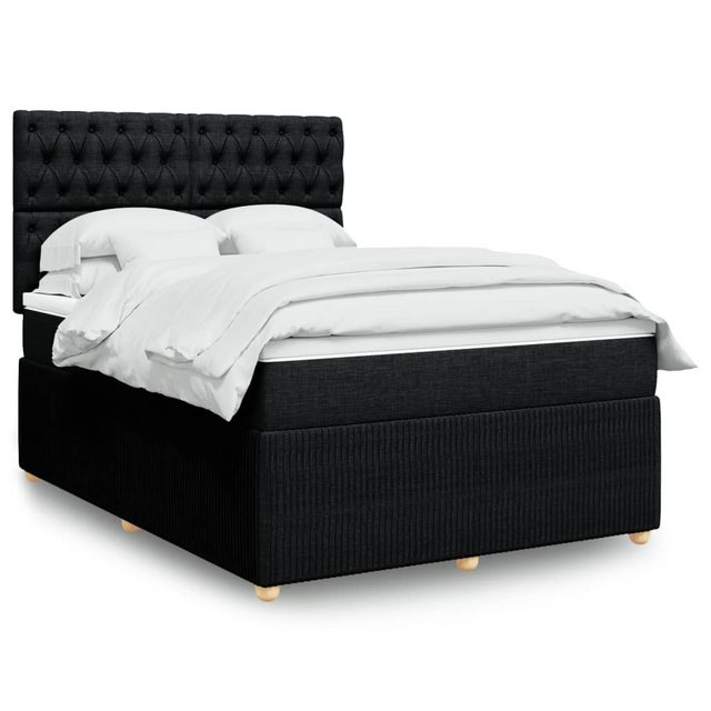 vidaXL Boxspringbett, Boxspringbett mit Matratze Schwarz 140x190 cm Stoff günstig online kaufen