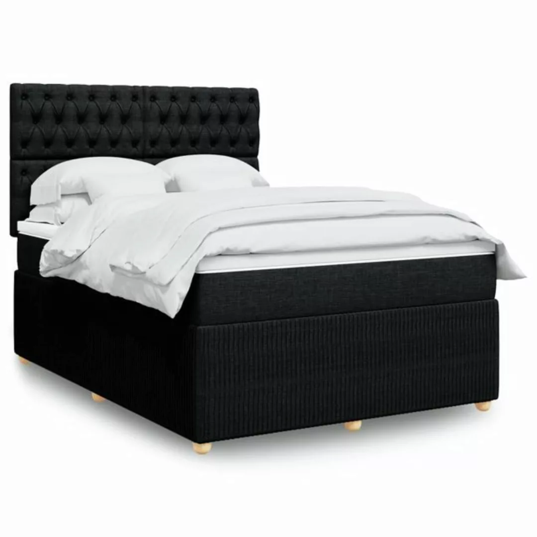 vidaXL Boxspringbett, Boxspringbett mit Matratze Schwarz 140x200 cm Stoff günstig online kaufen