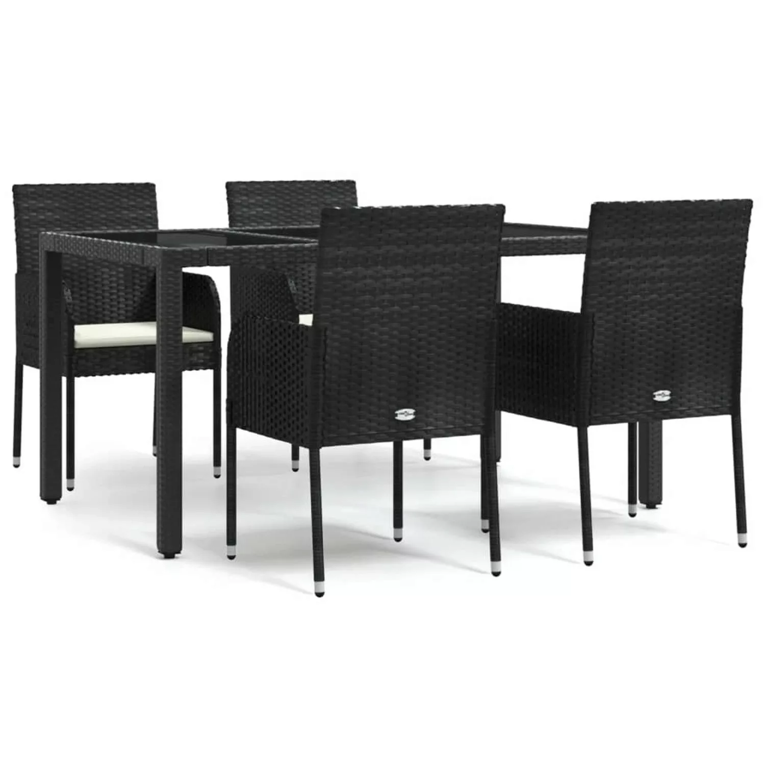 Vidaxl 5-tlg. Garten-essgruppe Mit Kissen Schwarz Poly Rattan günstig online kaufen