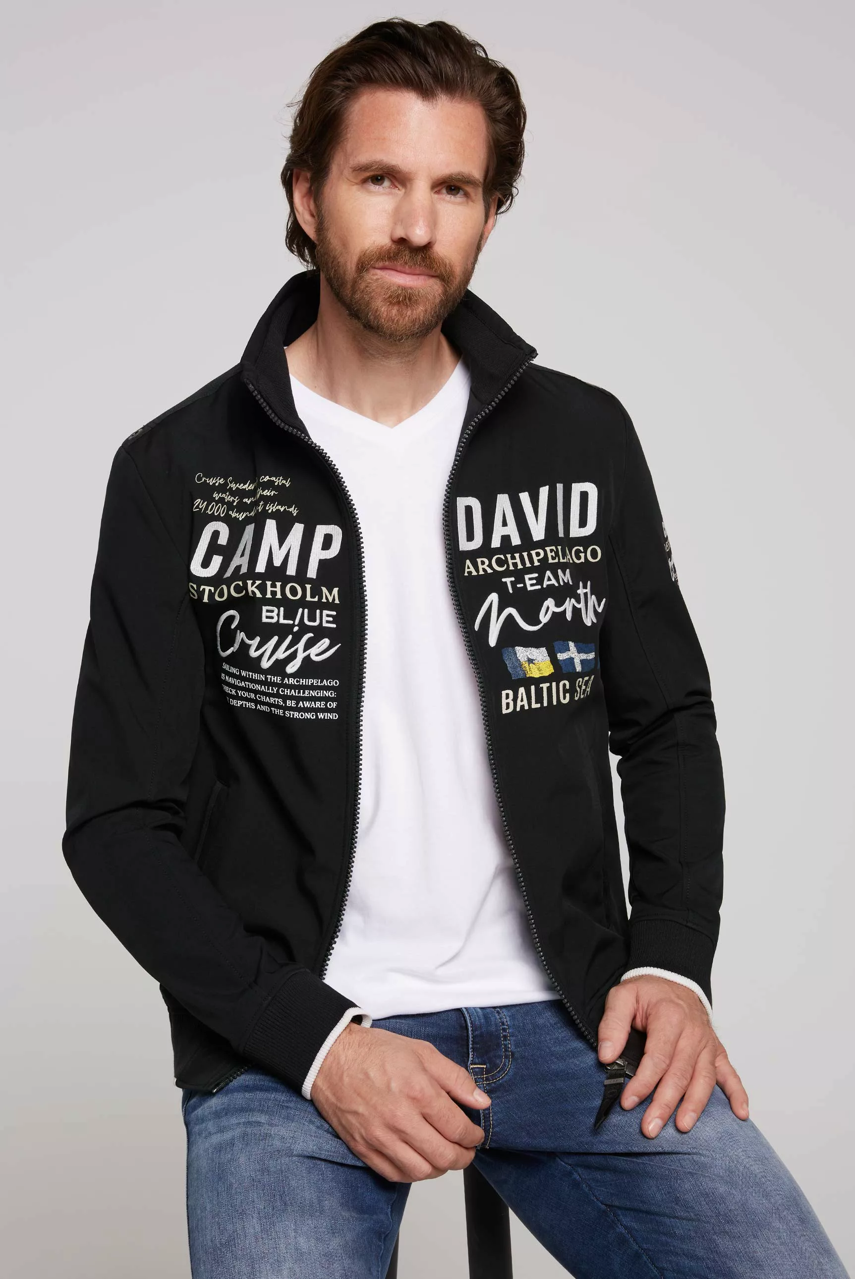 CAMP DAVID Softshelljacke, ohne Kapuze, mit Stehkragen und Logo-Prints und günstig online kaufen