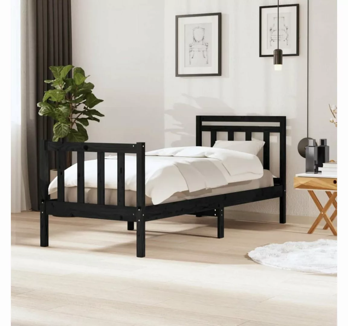 vidaXL Bett Massivholzbett Schwarz 90x190 cm günstig online kaufen