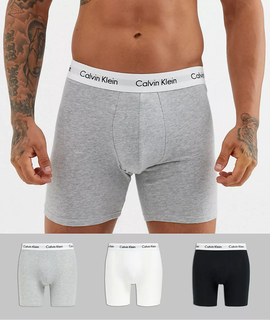 Calvin Klein 3-er Set Boxer Briefs Grau, Schwarz und Weiß günstig online kaufen