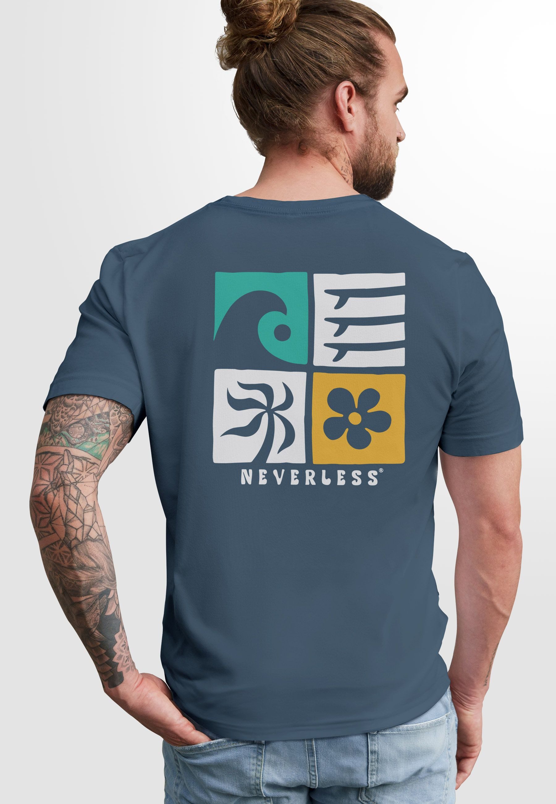 Neverless Print-Shirt Herren T-Shirt Backprint Surfing günstig online kaufen