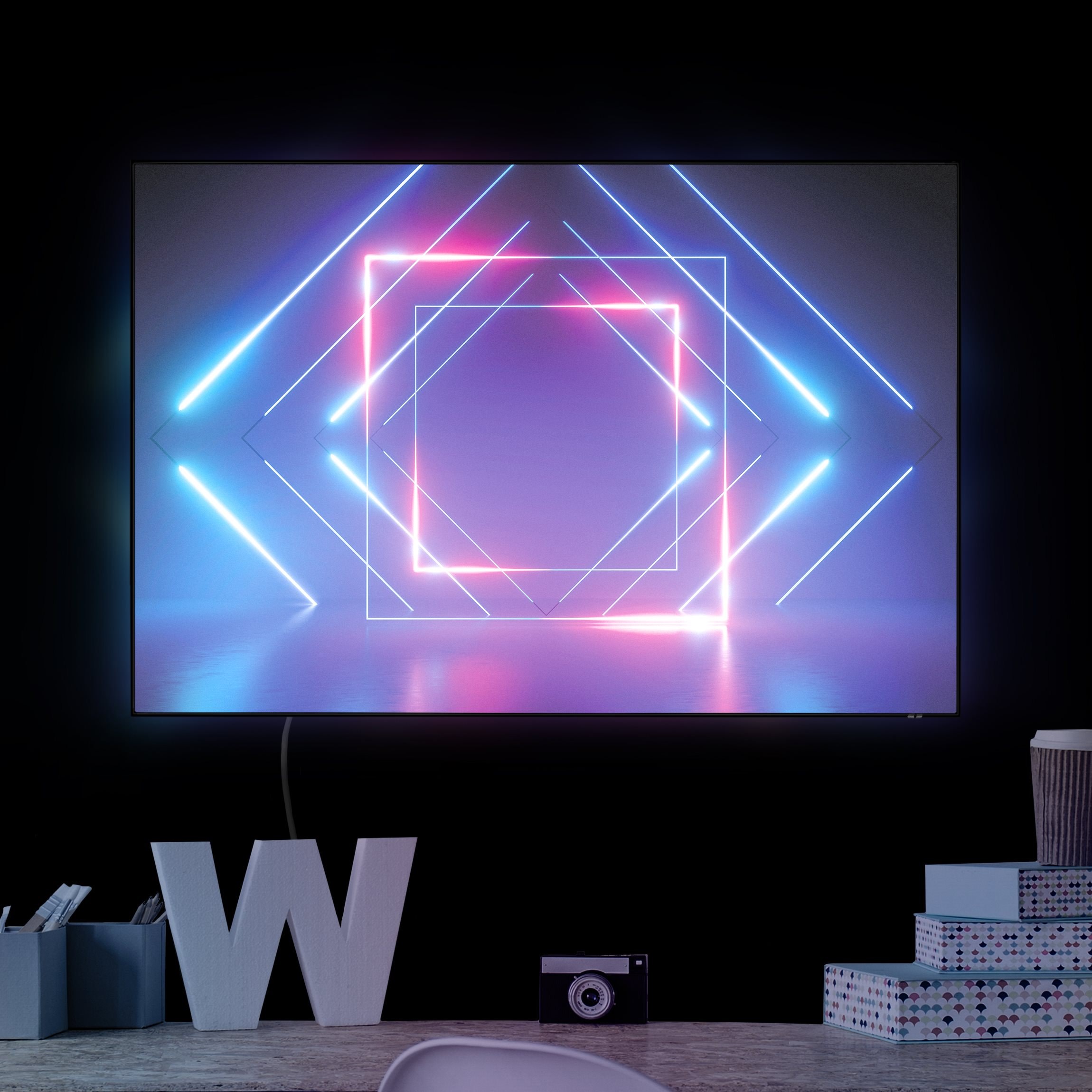 LED-Wechselbild Geometrisches Neonlicht günstig online kaufen