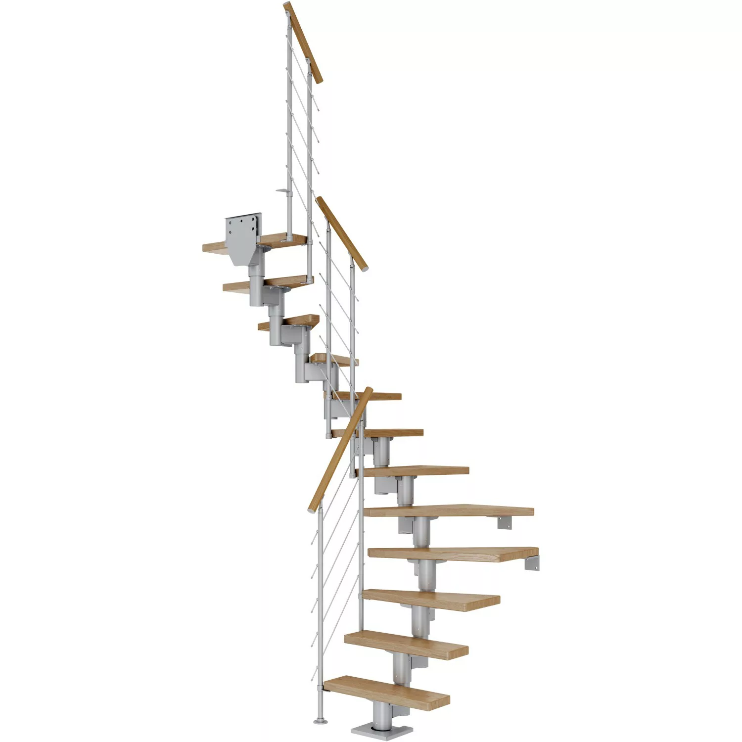 Dolle Mittelholmtreppe Dublin Eiche Perlgrau GH bis 315 cm 1/2 Gewendelt 65 günstig online kaufen