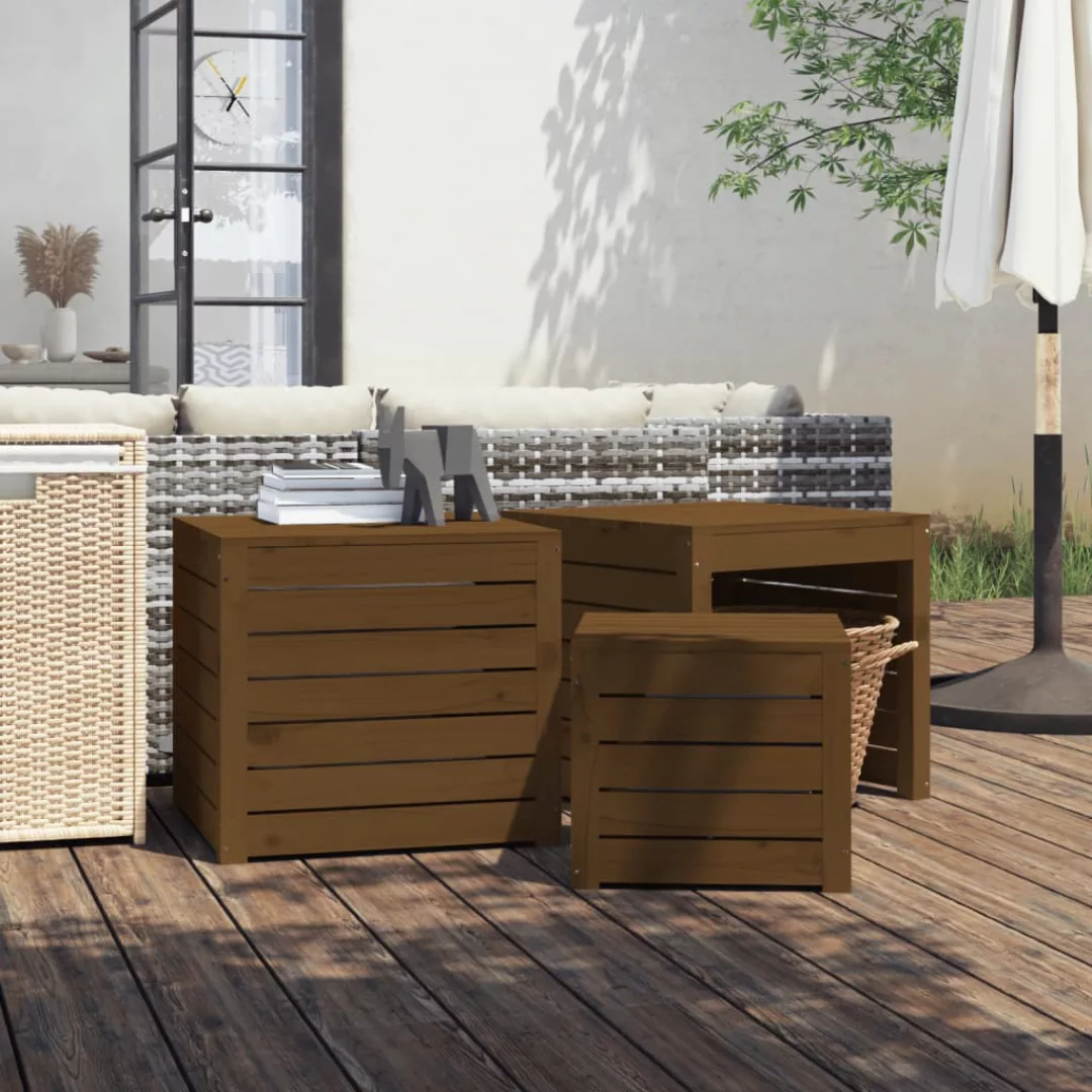 Vidaxl 3-tlg. Gartenbox-set Honigbraun Massivholz Kiefer günstig online kaufen