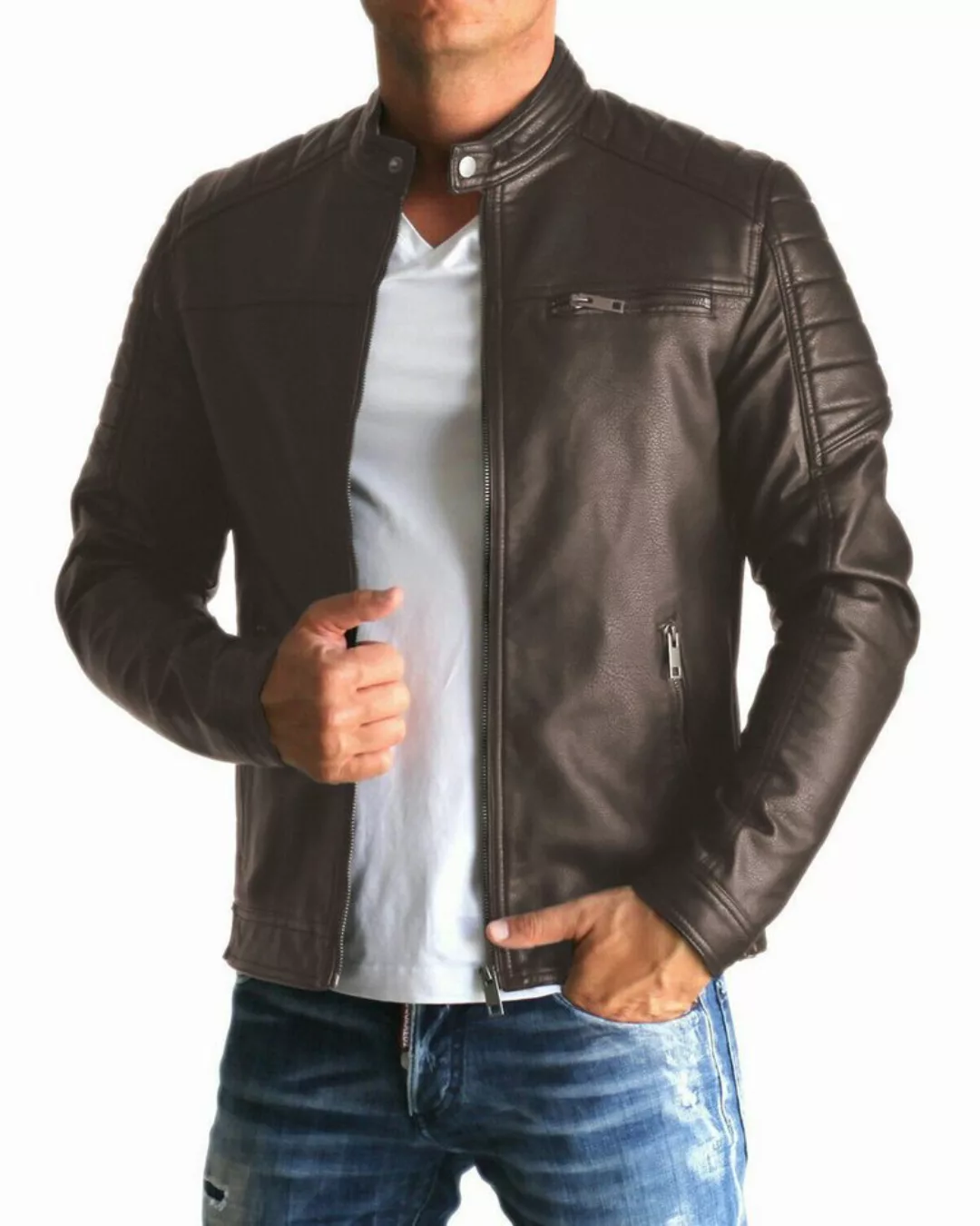 Jack & Jones Lederjacke stilvolle Bikerjacke aus Kunstleder Zeitlose Kunstl günstig online kaufen