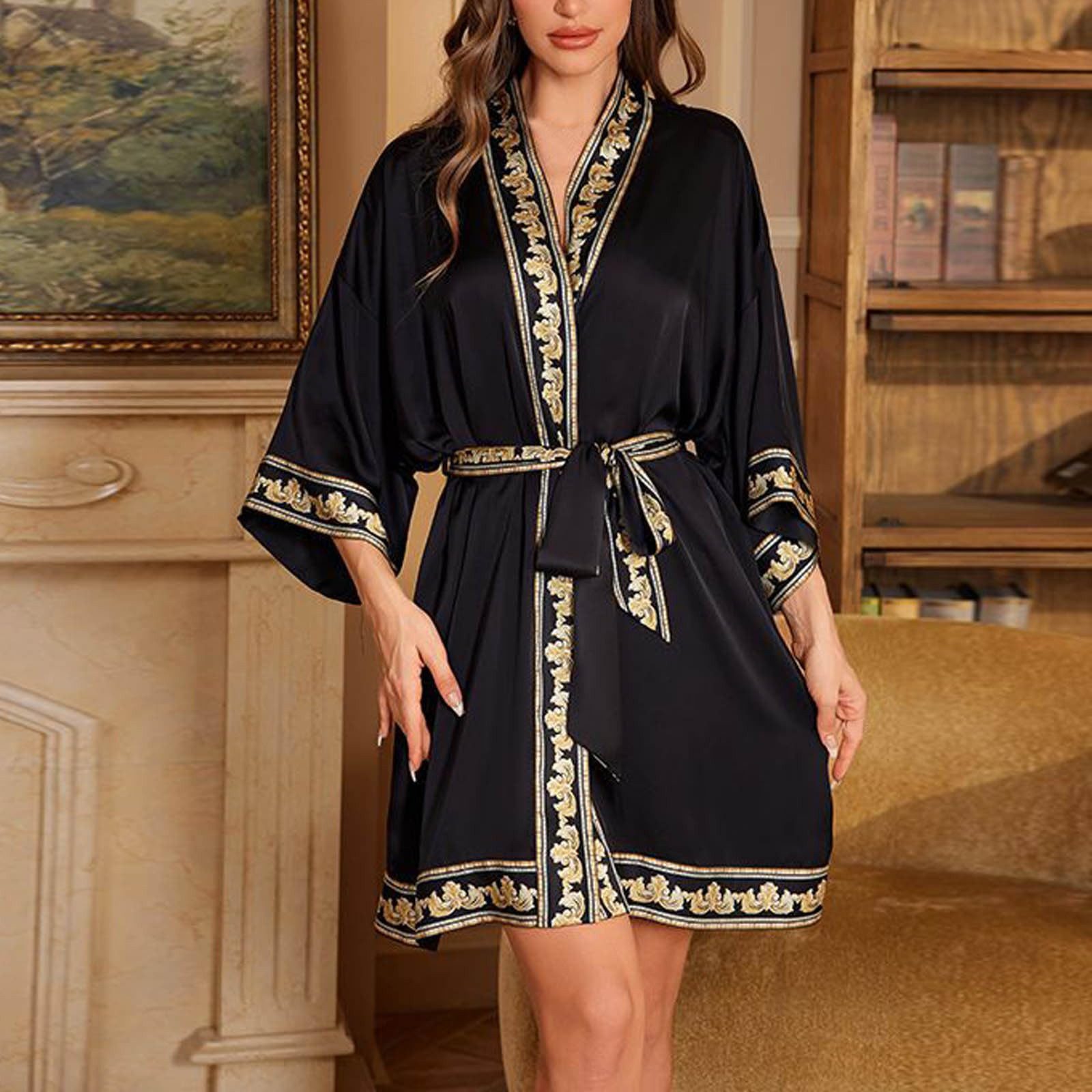 RWEUOQ Morgenmantel Kimono Bademantel, Nachthemd, Schlafmantel,satin günstig online kaufen