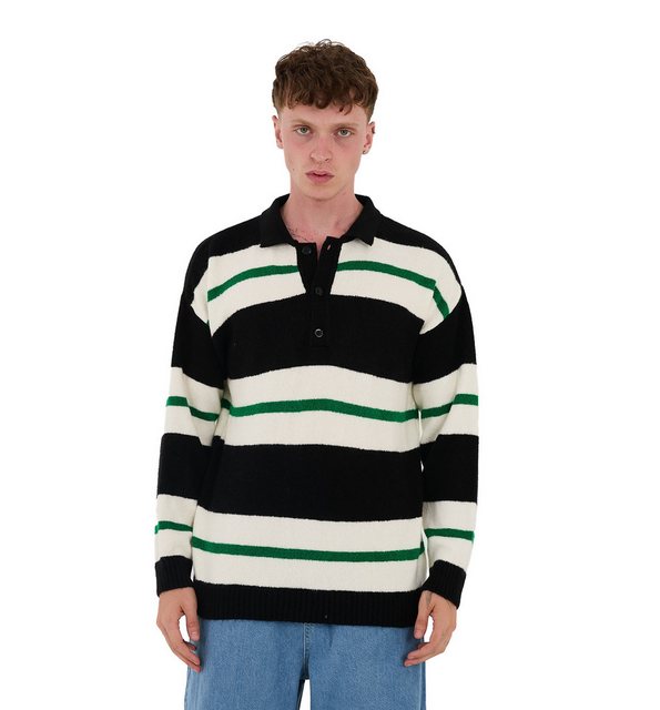 Denim Distriqt Strickpullover Herren Strick Polokragen Pullover in Loose Fi günstig online kaufen