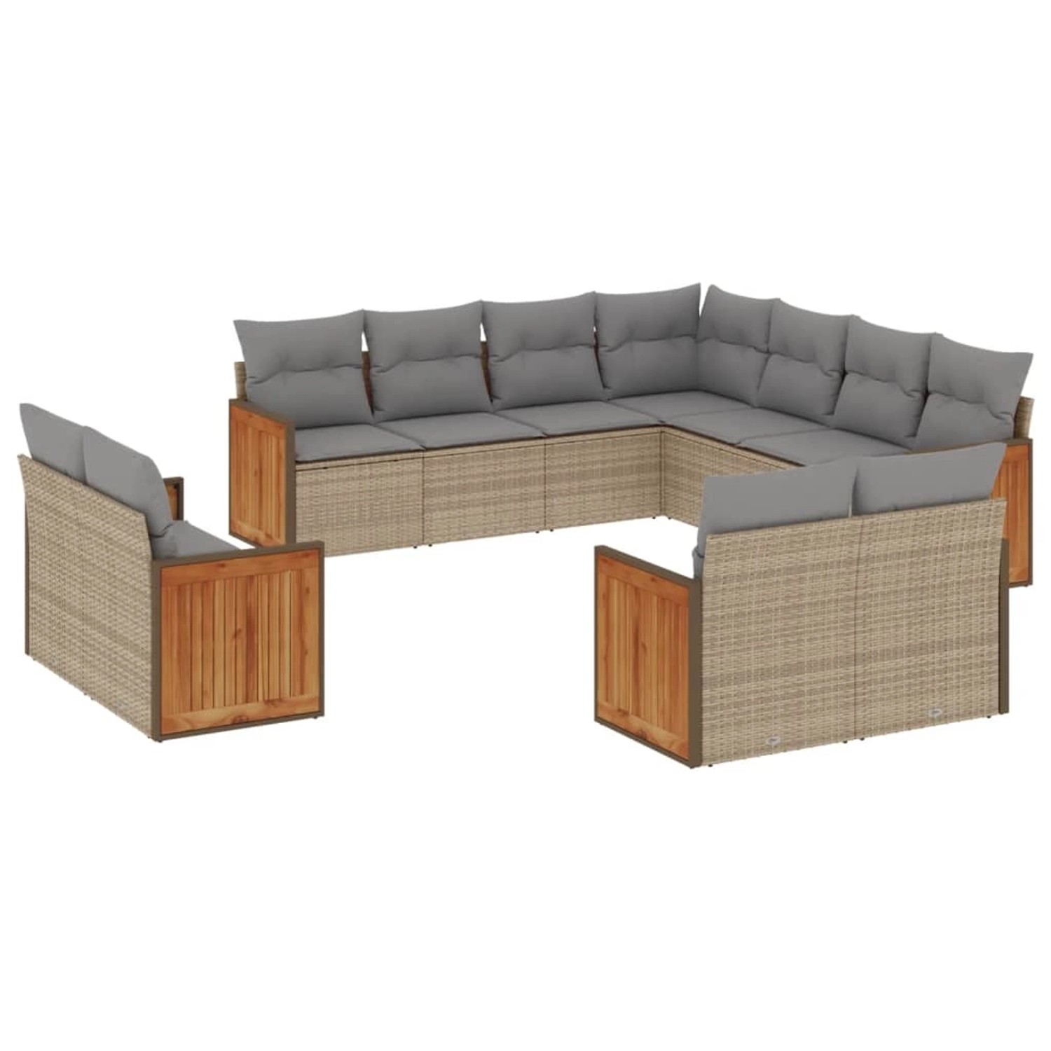 vidaXL 11-tlg Garten-Sofagarnitur mit Kissen Beige Poly Rattan Modell 145 günstig online kaufen