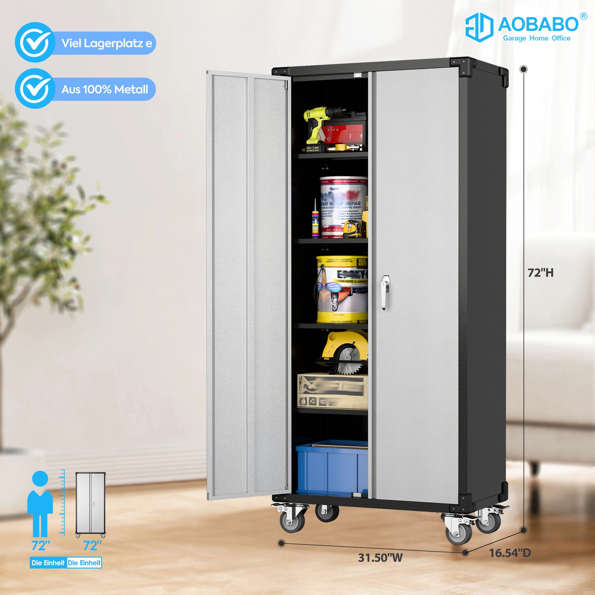 AOBABO Aktenschrank Metallschrank mit Pegboard und günstig online kaufen