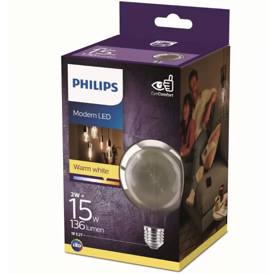 Philips LED Lampe ersetzt 11W, E27 Globe G93, grau, warmweiß, 115 Lumen, ni günstig online kaufen