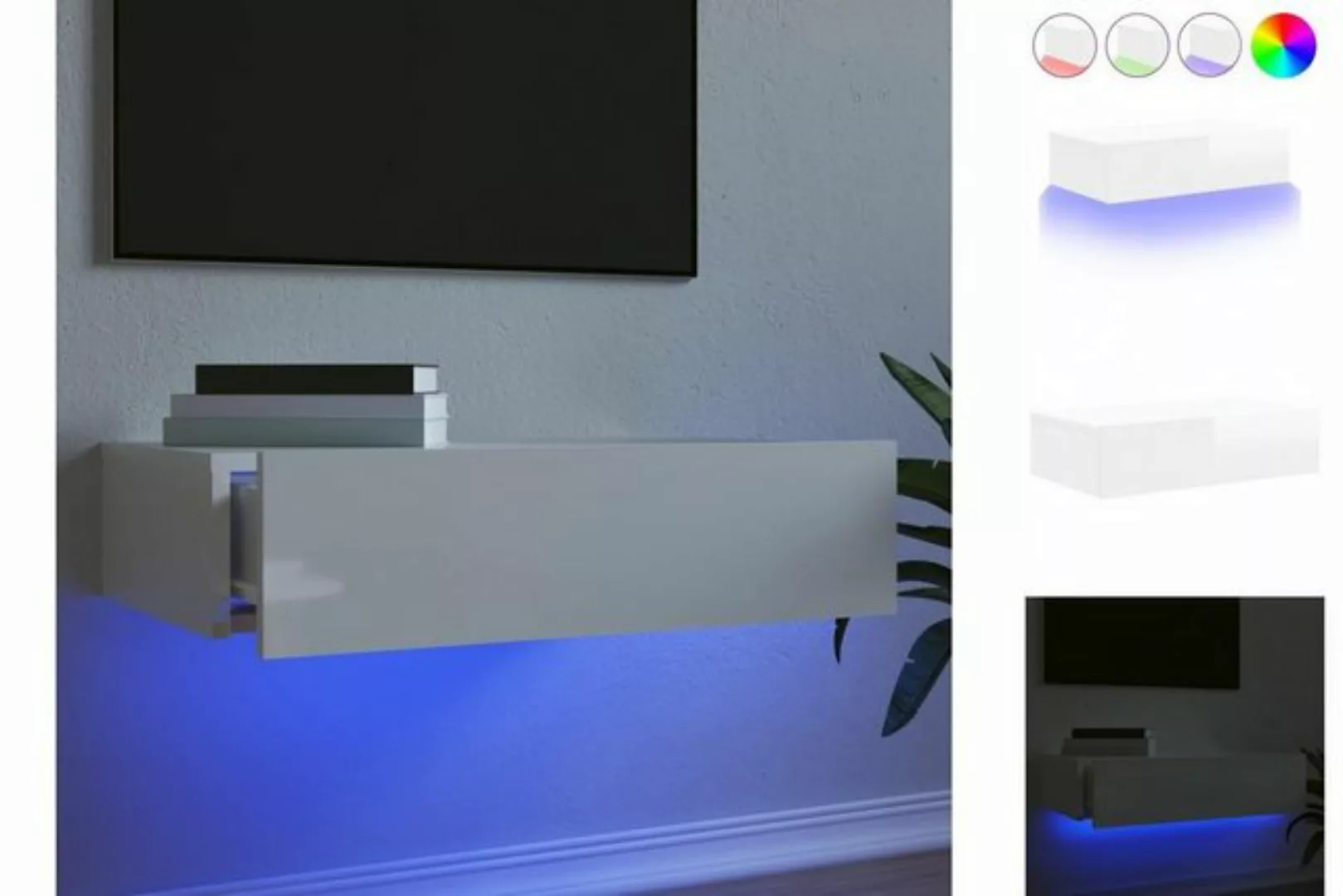 vidaXL TV-Schrank TV-Schrank mit LED-Leuchten Hochglanz-Weiß 60x35x15,5 cm günstig online kaufen