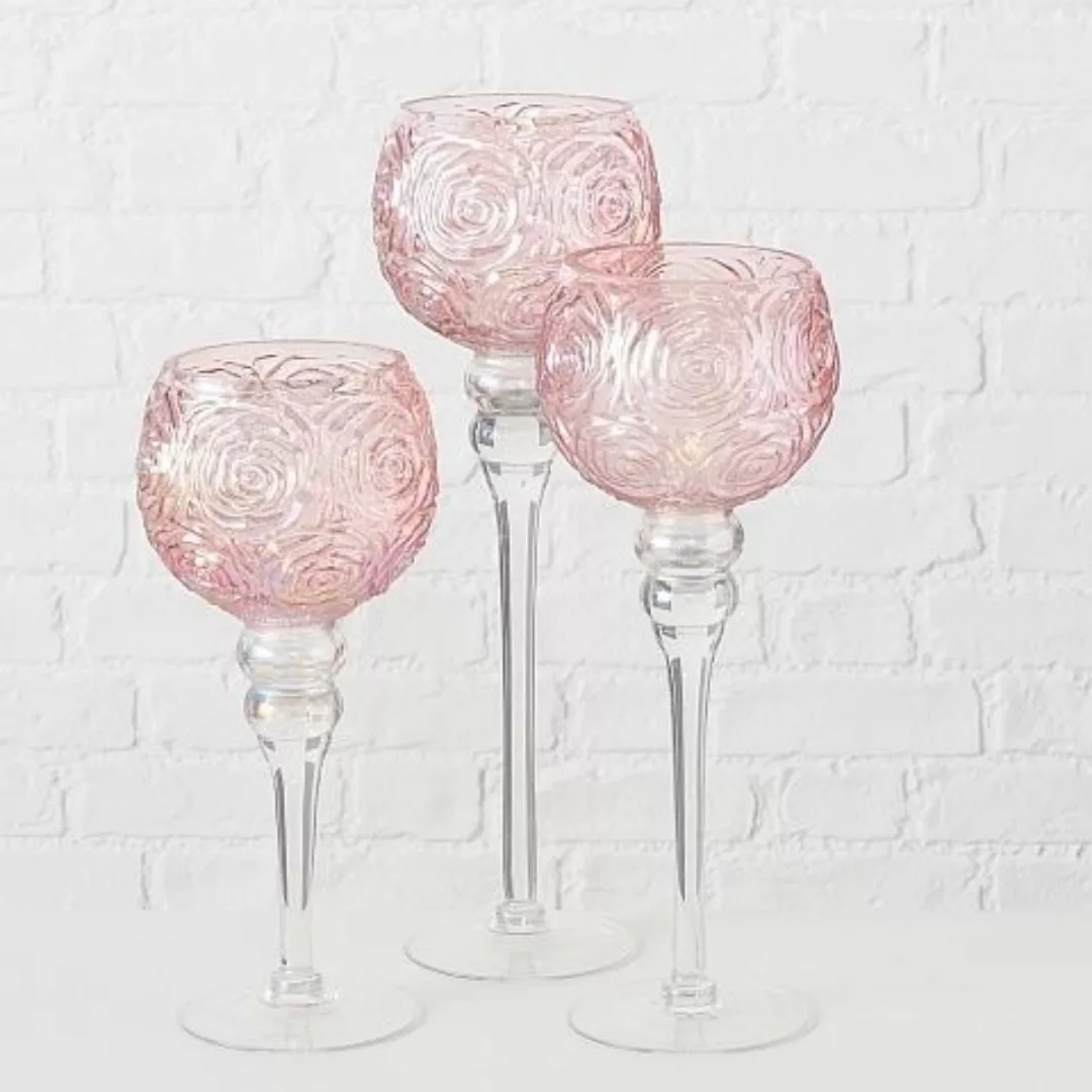 Boltze Windlichter ohne Henkel Manou Windlicht rosa floral 40 cm (1 Stück) günstig online kaufen