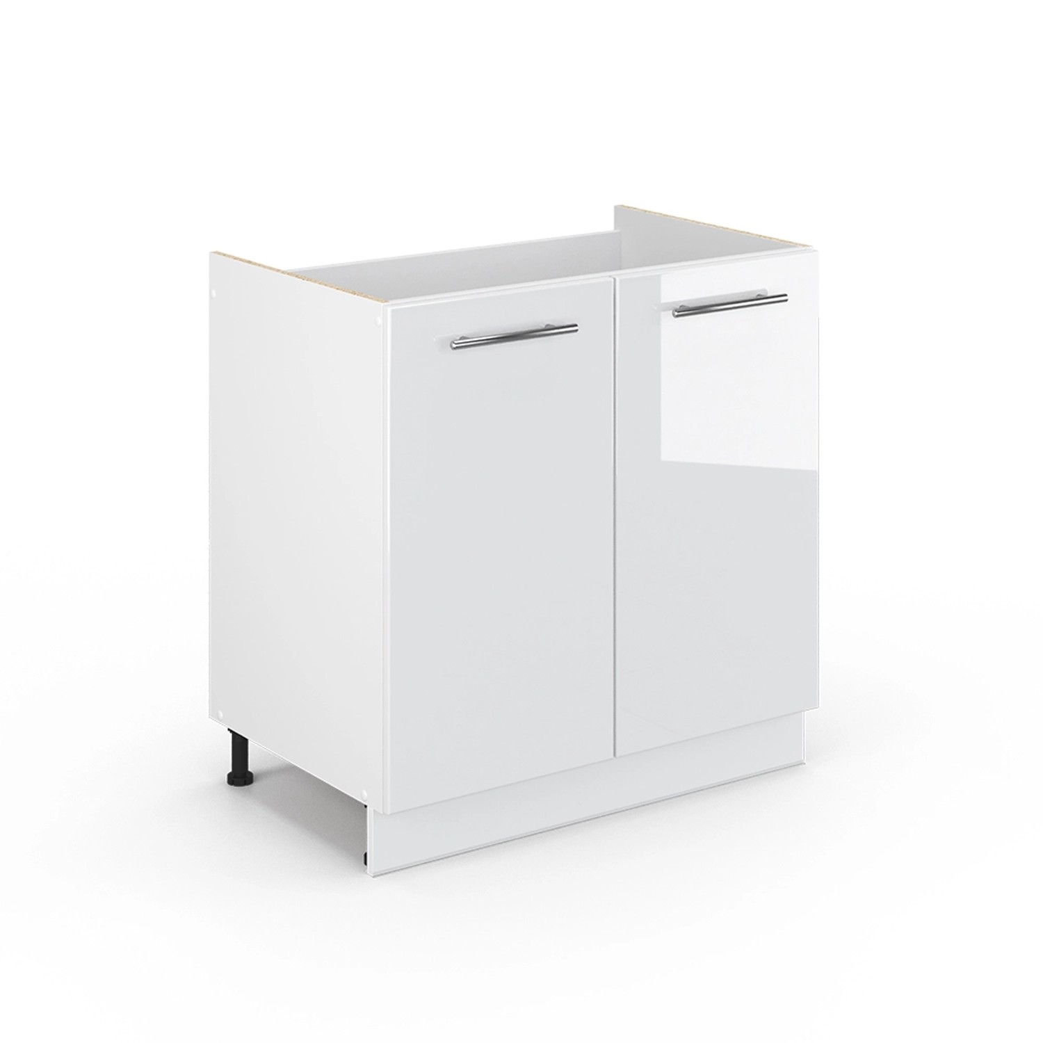 Vicco Spülenunterschrank Fame-Line Weiß Hochglanz/Weiß 80 cm AP Marmor günstig online kaufen