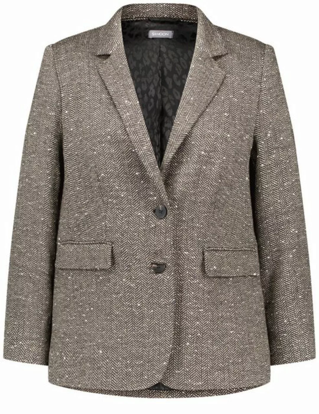 Samoon Jackenblazer Blazer mit Fischgratmuster und Pailletten günstig online kaufen