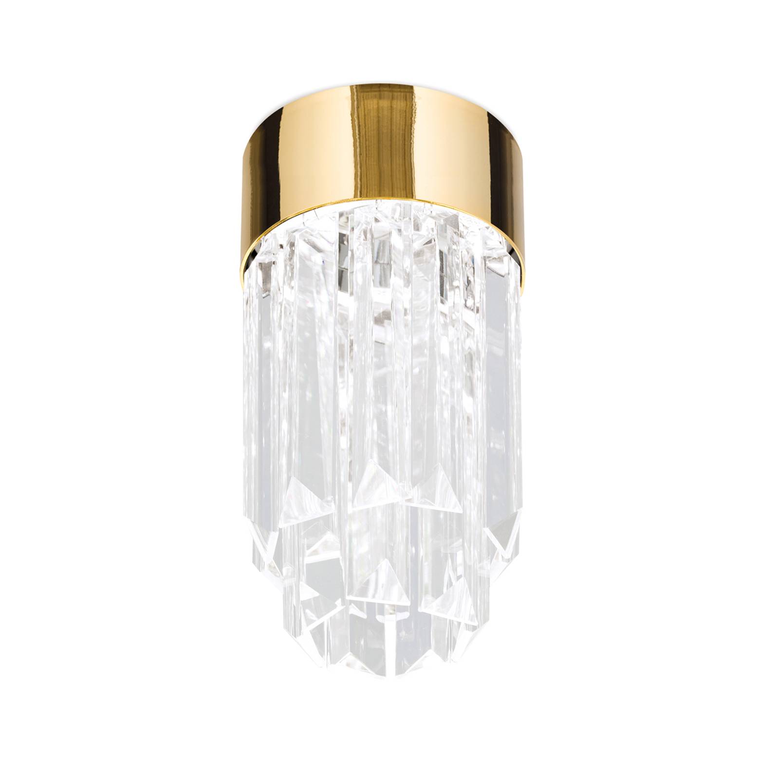 LED-Deckenleuchte Prism, Kristallglas, Ø10cm, gold günstig online kaufen