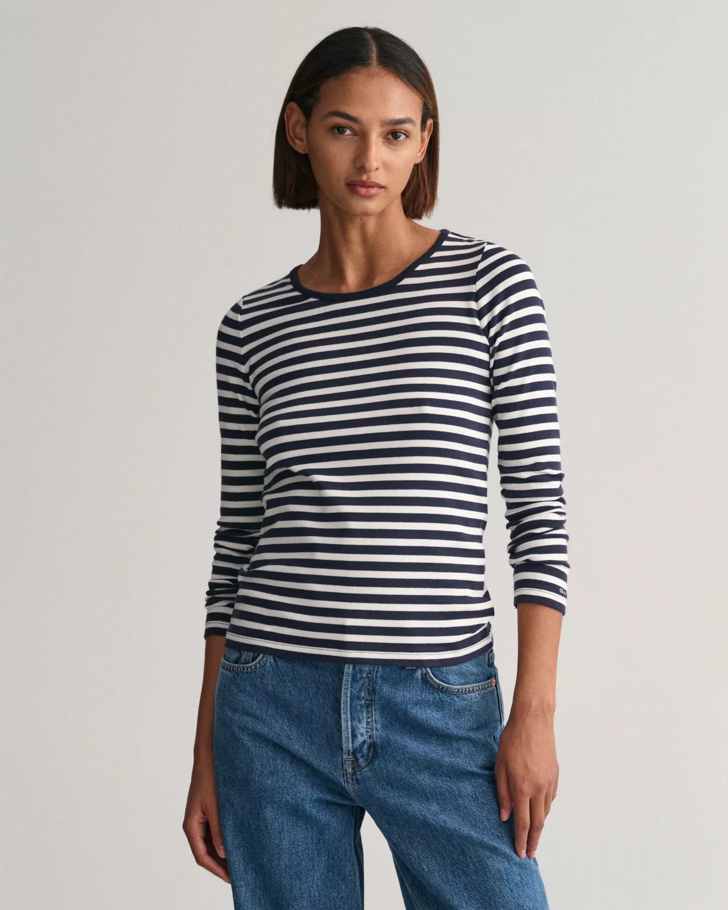 Gant Langarmshirt "SLIM STRIPED 1X1 RIBBED LS T-SHIRT" günstig online kaufen